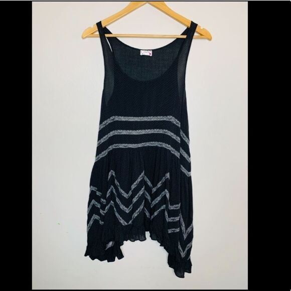 FP black combo voile lace trapeze dress. Small - Picture 5 of 9